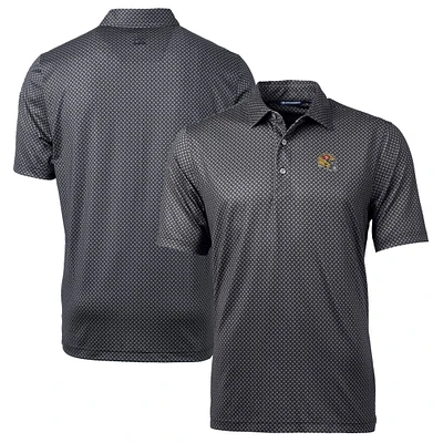 Men's Cutter & Buck  Black San Francisco 49ers Helmet Pike Banner Print Stretch Polo