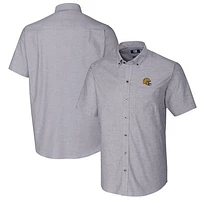 Men's Cutter & Buck  Charcoal Green Bay Packers Helmet Short Sleeve Stretch Oxford Button-Down Shirt