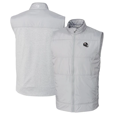 Men's Cutter & Buck  Silver Pittsburgh Steelers Helmet Stealth Hybrid Quilted Windbreaker Full-Zip Vest