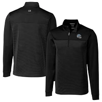 Men's Cutter & Buck  Black Detroit Lions Traverse Stripe Stretch Quarter-Zip Pullover Top
