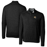 Men's Cutter & Buck  Black San Francisco 49ers Helmet Lakemont Tri-Blend Quarter-Zip Pullover Sweater