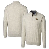 Men's Cutter & Buck  Oatmeal San Francisco 49ers Helmet Lakemont Tri-Blend Quarter-Zip Pullover Sweater