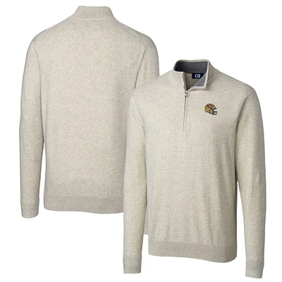 Men's Cutter & Buck  Oatmeal San Francisco 49ers Helmet Lakemont Tri-Blend Quarter-Zip Pullover Sweater