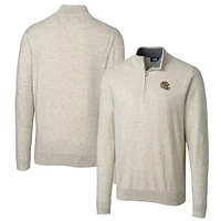 Men's Cutter & Buck  Oatmeal San Francisco 49ers Helmet Lakemont Tri-Blend Quarter-Zip Pullover Sweater