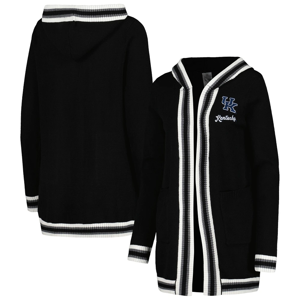 Women's Gameday Couture Black Kentucky Wildcats One More Round Tri-Blend Striped Hooded Cardigan Sweater