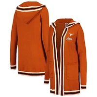 Women's Gameday Couture Texas Orange Texas Longhorns One More Round Tri-Blend Striped Hooded Cardigan Sweater