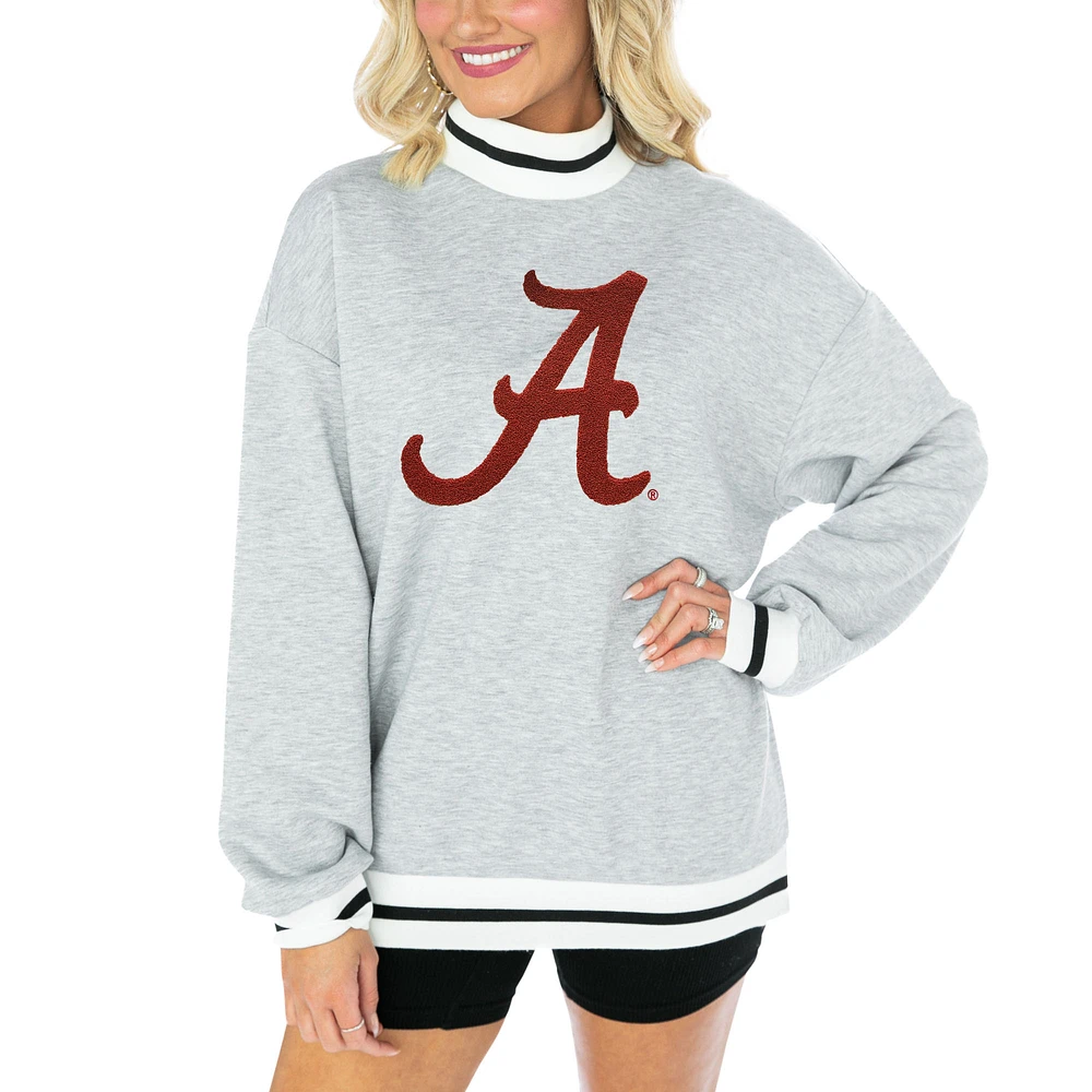 Women's Gameday Couture Ash Alabama Crimson Tide It To Win Sporty Mock Neck Pullover Sweatshirt