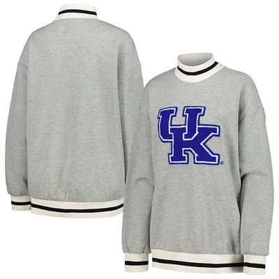 Women's Gameday Couture Ash Kentucky Wildcats It To Win Sporty Mock Neck Pullover Sweatshirt