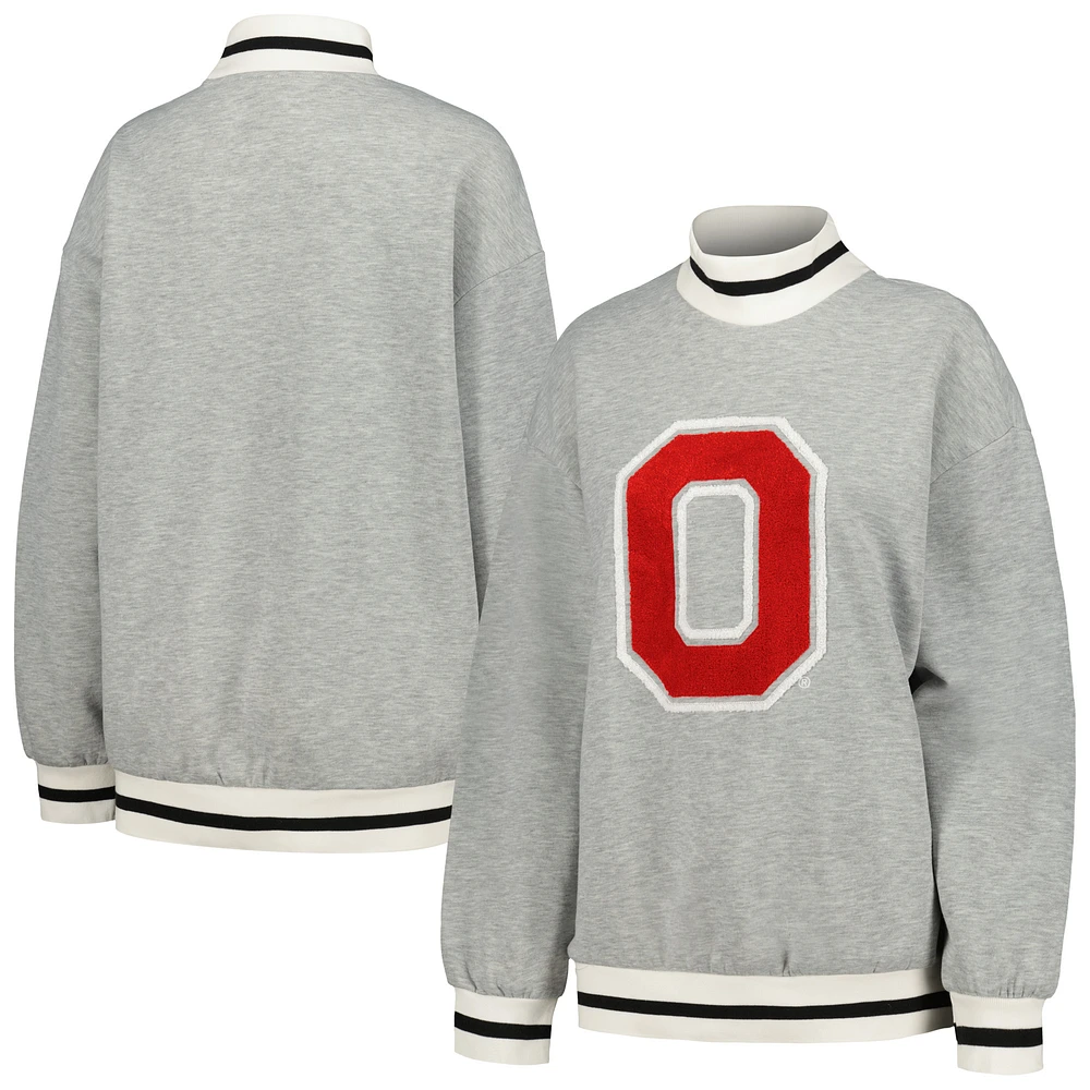 Women's Gameday Couture Ash Ohio State Buckeyes It To Win Sporty Mock Neck Pullover Sweatshirt