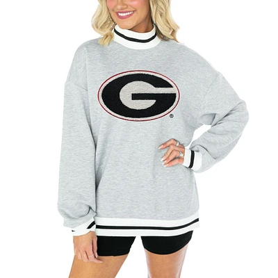 Women's Gameday Couture Ash Georgia Bulldogs It To Win Sporty Mock Neck Pullover Sweatshirt