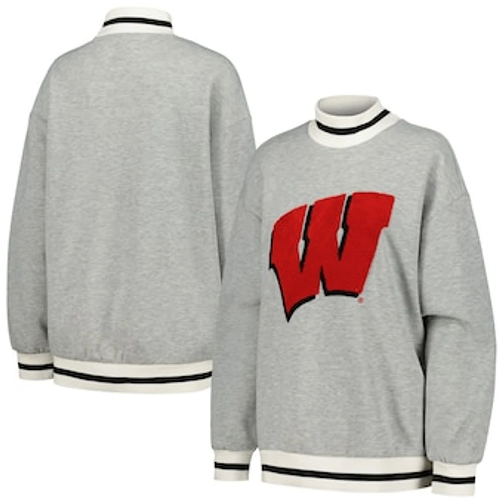 Women's Gameday Couture Ash Wisconsin Badgers It To Win Sporty Mock Neck Pullover Sweatshirt