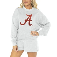 Women's Gameday Couture Ash Alabama Crimson Tide Team Effort Pullover Sweatshirt & Shorts Sleep Set