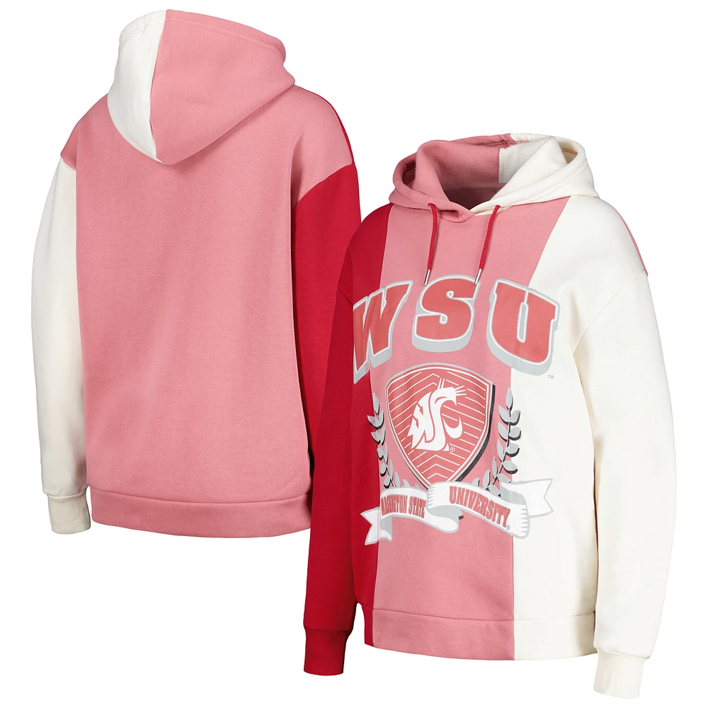 Women's Gameday Couture Crimson Washington State Cougars Hall of Fame Colorblock Pullover Hoodie