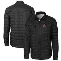 Men's Cutter & Buck  Black Washington Commanders Helmet Rainier PrimaLoft Eco Insulated Quilted Button-Up Shacket