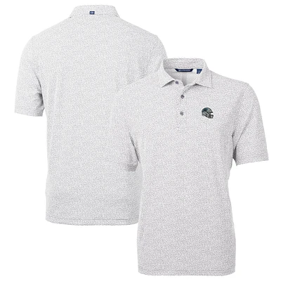 Men's Cutter & Buck  Silver Carolina Panthers Helmet Virtue Eco Pique Botanical Print Recycled Polo