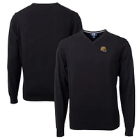 Men's Cutter & Buck  Black Green Bay Packers Helmet Lakemont Tri-Blend V-Neck Pullover Sweater