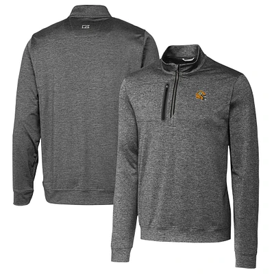 Men's Cutter & Buck  Gray Green Bay Packers Helmet Stealth Heathered Quarter-Zip Pullover Top