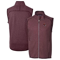 Men's Cutter & Buck  Burgundy Washington Commanders Helmet Mainsail Sweater Knit Fleece Full-Zip Vest