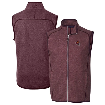 Men's Cutter & Buck  Burgundy Washington Commanders Helmet Mainsail Sweater Knit Fleece Full-Zip Vest