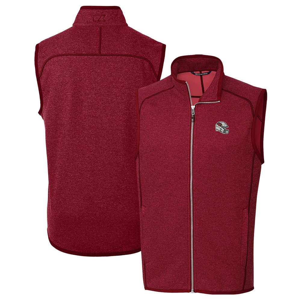 Men's Cutter & Buck Red Arizona Cardinals Helmet Mainsail Sweater Knit Fleece Full-Zip Vest