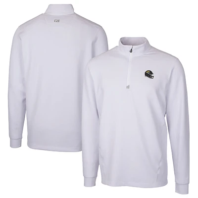 Men's Cutter & Buck  White Jacksonville Jaguars Helmet Traverse Stretch Quarter-Zip Pullover Top