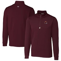 Men's Cutter & Buck  Burgundy Washington Commanders Helmet Traverse Stretch Quarter-Zip Pullover Top