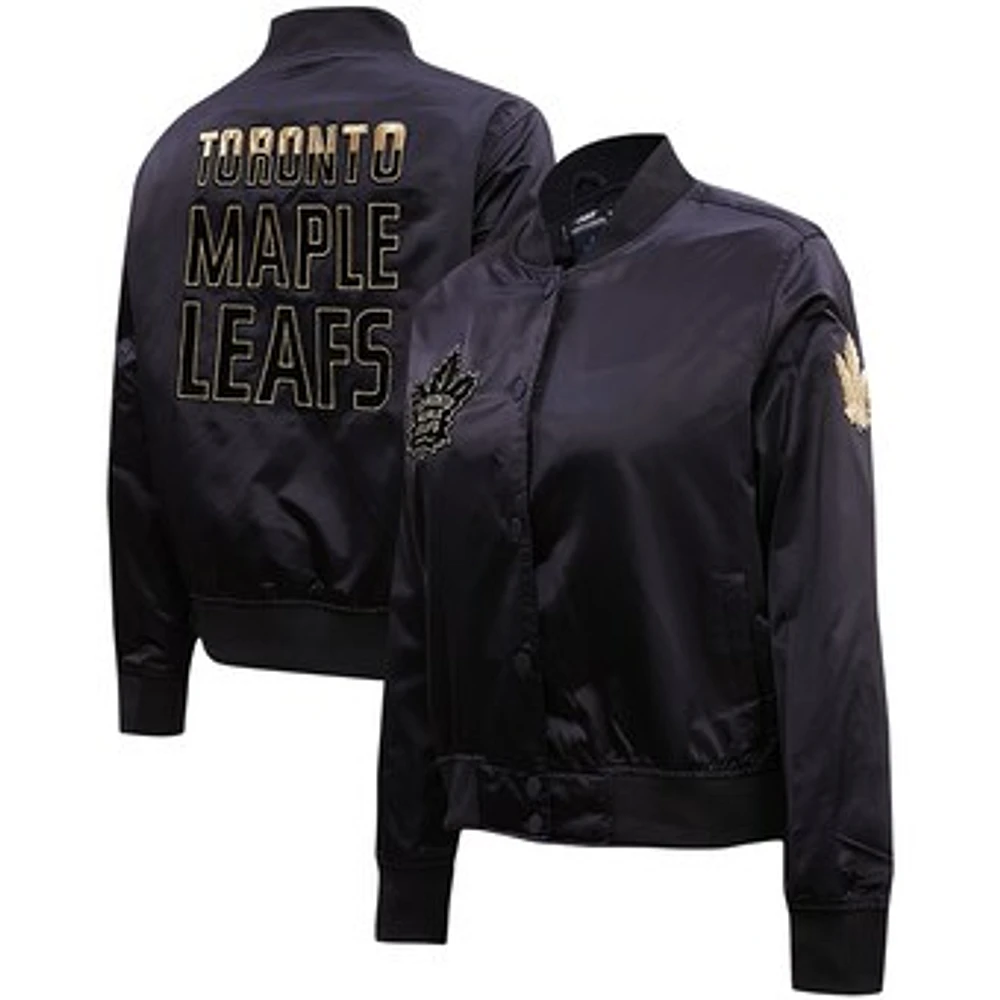 Women's Pro Standard  Black Toronto Maple Leafs Satin Full-Snap Jacket