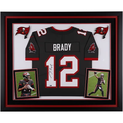 Tom Brady Tampa Bay Buccaneers Autographed Deluxe Framed Super Bowl LV Champions Pewter Nike Limited Jersey