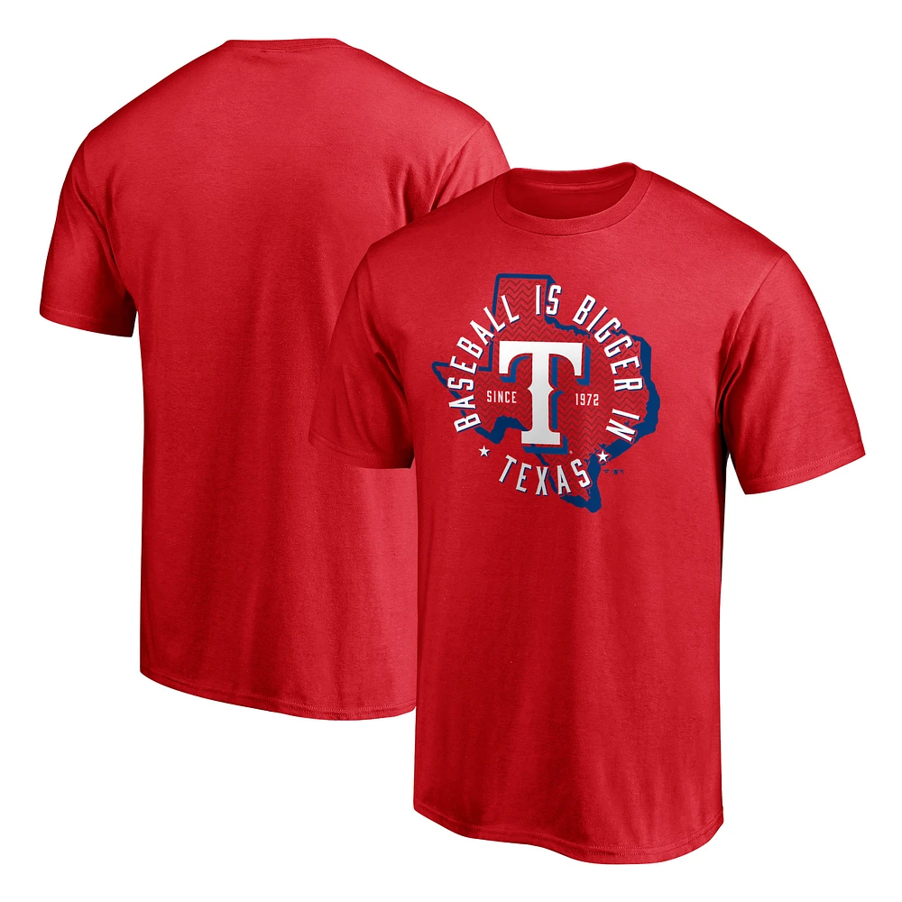 Men's Red Texas Rangers Hometown Collection Baseball Is Bigger T-Shirt