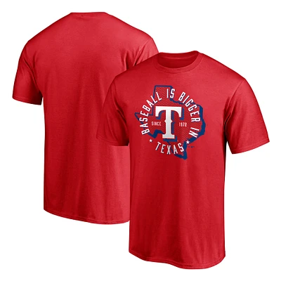 Men's Red Texas Rangers Hometown Collection Baseball Is Bigger T-Shirt