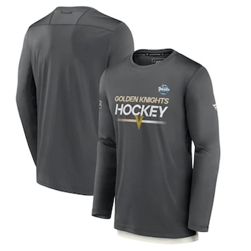 Men's Fanatics Charcoal Vegas Golden Knights 2024 NHL Winter Classic Authentic Pro Tech Long Sleeve T-Shirt