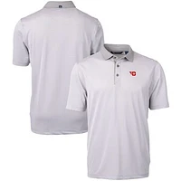 Men's Cutter & Buck  Gray/White Dayton Flyers Big Tall Virtue Eco Pique Micro Stripe Recycled Polo