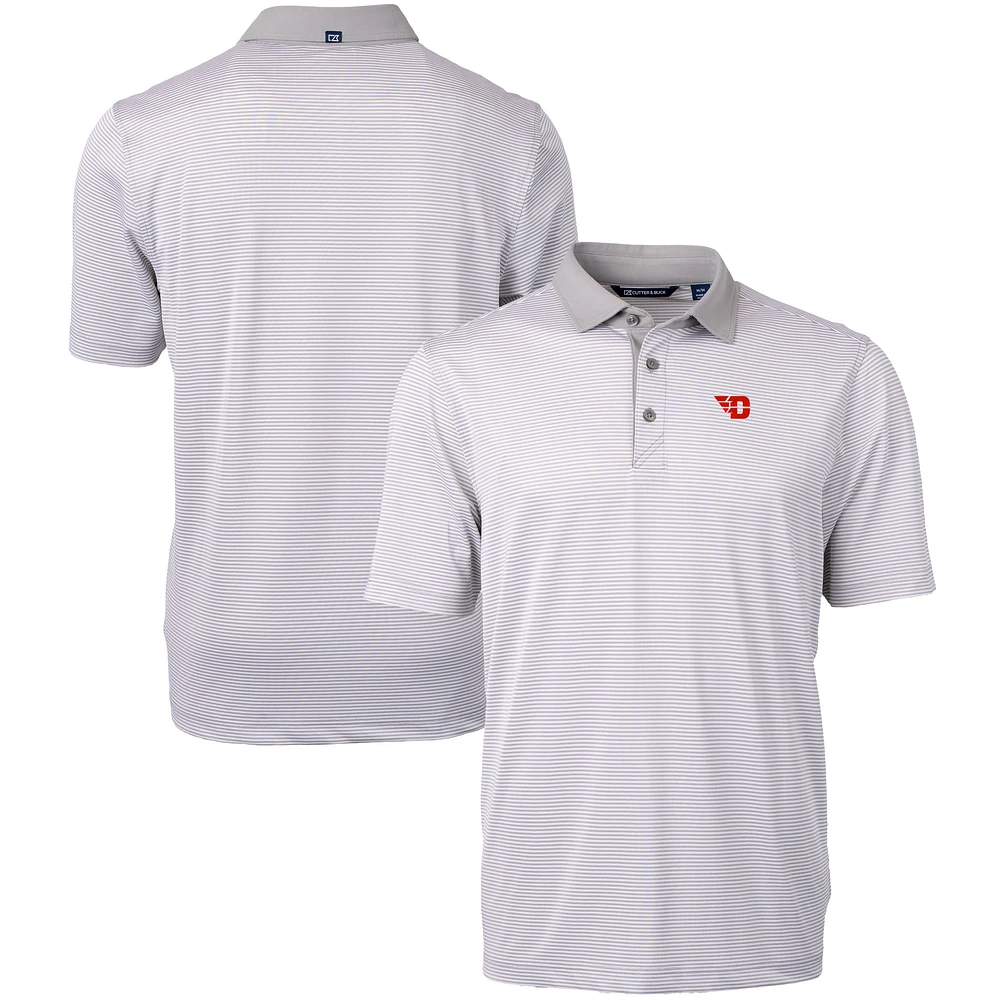 Men's Cutter & Buck Gray/White Dayton Flyers Big Tall Virtue Eco Pique Micro Stripe Recycled Polo