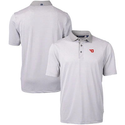 Men's Cutter & Buck  Gray/White Dayton Flyers Big Tall Virtue Eco Pique Micro Stripe Recycled Polo