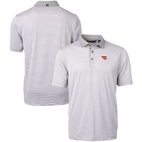 Men's Cutter & Buck  Gray/White Dayton Flyers Big Tall Virtue Eco Pique Micro Stripe Recycled Polo