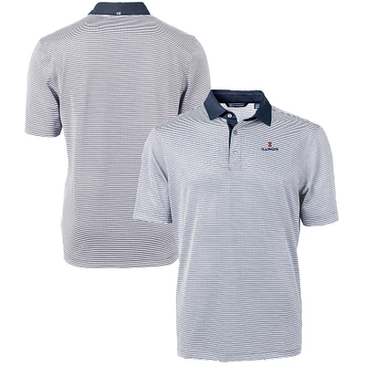 Men's Cutter & Buck  Navy/White Illinois Fighting Illini Big Tall Virtue Eco Pique Micro Stripe Recycled Polo