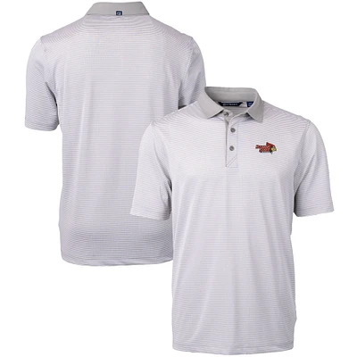 Men's Cutter & Buck  Gray/White Illinois State Redbirds Big Tall Virtue Eco Pique Micro Stripe Recycled Polo
