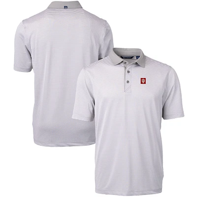 Men's Cutter & Buck  Gray/White Indiana Hoosiers Big Tall Virtue Eco Pique Micro Stripe Recycled Polo