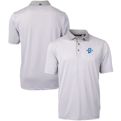 Men's Cutter & Buck  Gray/White Indiana State Sycamores Big Tall Virtue Eco Pique Micro Stripe Recycled Polo