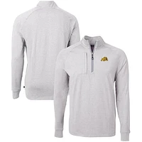 Men's Cutter & Buck Heather Bowie State Bulldogs Big Tall Adapt Eco Knit Quarter-Zip Pullover Top