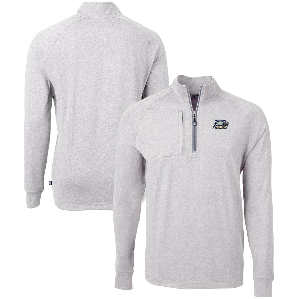 Men's Cutter & Buck Heather Gray Georgia Southern Eagles Big Tall Adapt Eco Knit Quarter-Zip Pullover Top