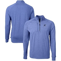 Men's Cutter & Buck  Heather Royal Memphis Tigers Big Tall Adapt Eco Knit Quarter-Zip Pullover Top