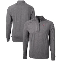 Men's Cutter & Buck  Heather Black Miami University RedHawks Big Tall Adapt Eco Knit Quarter-Zip Pullover Top