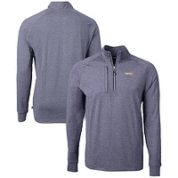 Men's Cutter & Buck  Heather Navy Northern Arizona Lumberjacks Big Tall Adapt Eco Knit Quarter-Zip Pullover Top