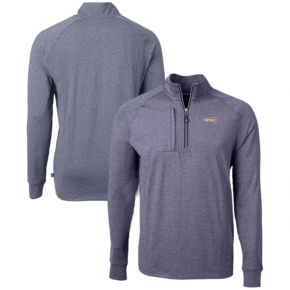 Men's Cutter & Buck Heather Navy Northern Arizona Lumberjacks Big Tall Adapt Eco Knit Quarter-Zip Pullover Top