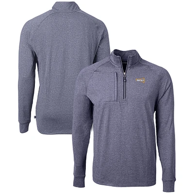 Men's Cutter & Buck  Heather Navy Northern Arizona Lumberjacks Big Tall Adapt Eco Knit Quarter-Zip Pullover Top