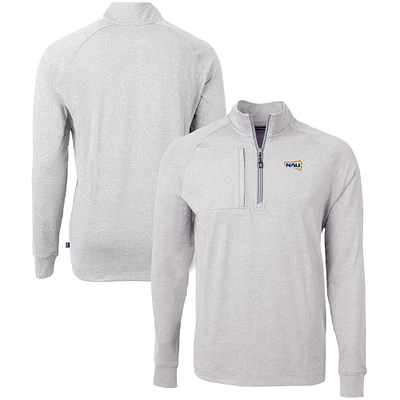 Men's Cutter & Buck  Heather Gray Northern Arizona Lumberjacks Big Tall Adapt Eco Knit Quarter-Zip Pullover Top