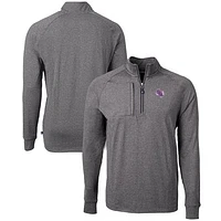 Men's Cutter & Buck  Heather Black Stephen F Austin Lumberjacks Big Tall Adapt Eco Knit Quarter-Zip Pullover Top