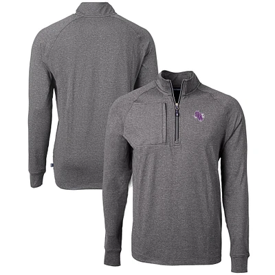 Men's Cutter & Buck  Heather Black Stephen F Austin Lumberjacks Big Tall Adapt Eco Knit Quarter-Zip Pullover Top