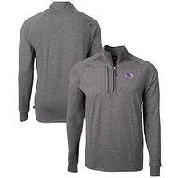 Men's Cutter & Buck  Heather Black Stephen F Austin Lumberjacks Big Tall Adapt Eco Knit Quarter-Zip Pullover Top
